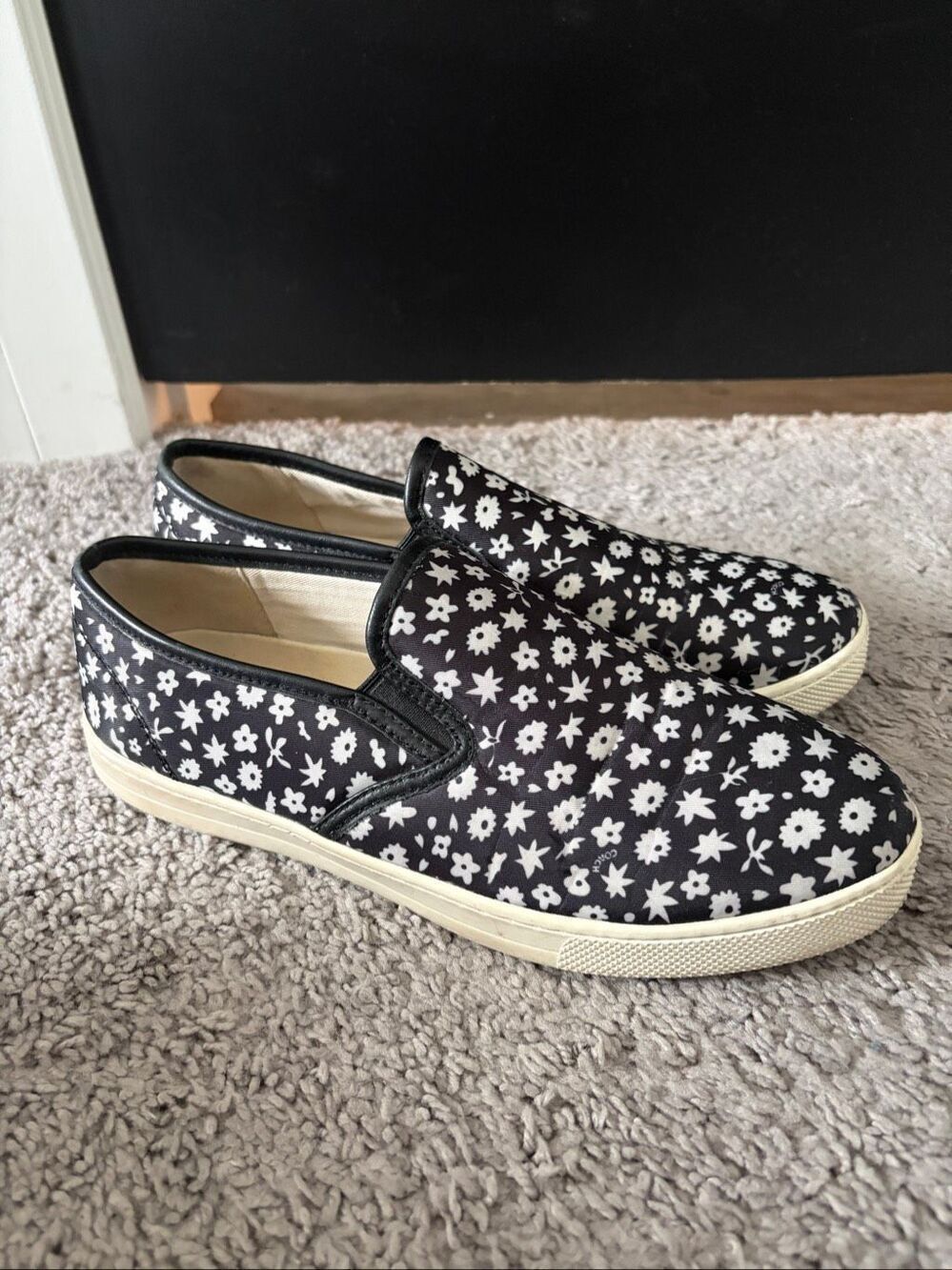Coach Women’s Slip-On Sneaker Floral Leather Trim Shoes Size 8 G2680